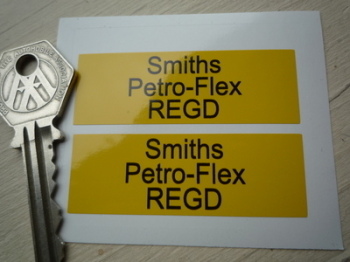 Smiths Petro-Flex REGD Yellow Petrol Pipe Stickers. 2.25" Pair.