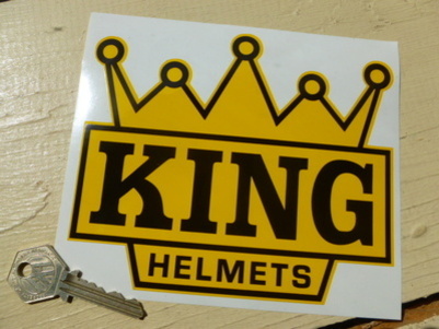 KING Helmets Black & Yellow Crown Shaped Motorcycle Sticker. 6". Barry Sheene