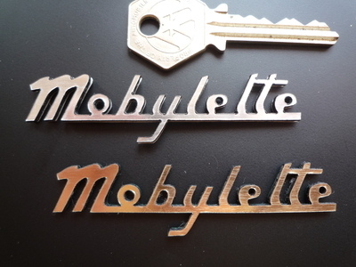 Mobylette Script Style Laser Cut Self Adhesive Bike Badge. 3".