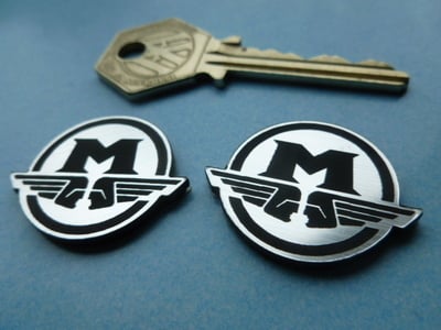 Motobecane M Logo Style Self Adhesive Bike Badges. 1.25" Pair.