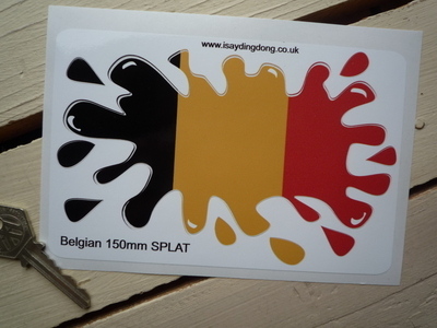 Belgium Flag Splat Style Sticker. 6".