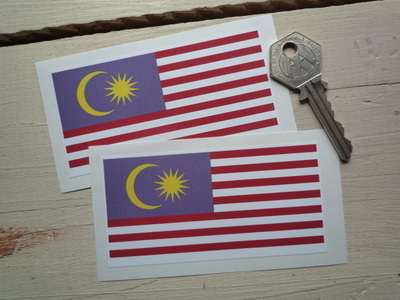 Malaysian Flag Square Cut Stickers. 4" Pair.