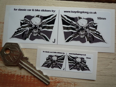 Skull & Crossbones Wavy Union Jack Stickers. 1" or 2" Pair.