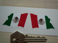 Mexican Wavy Flag Stickers. 2" Pair.