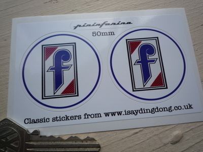 Pininfarina Circular Logo Stickers. 2" or 3" Pair.