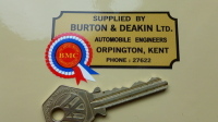 BMC Burton & Deakin Automobile Engineers Kent Dealers Sticker. 2.75".
