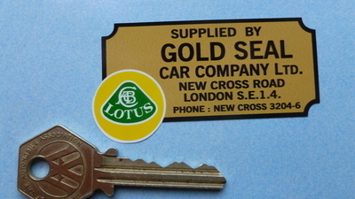 Lotus Dealer Sticker - Gold Seal Car Company London - 2.75"
