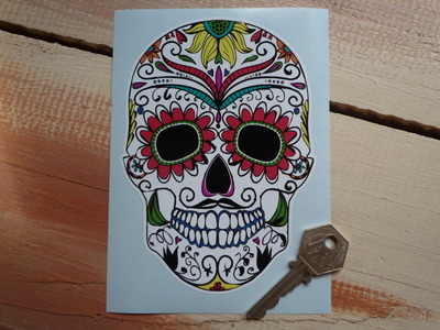 Day of the Dead Sugar Skull Multi-Coloured Sticker. 6