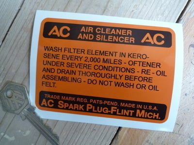 AC Air Cleaner And Silencer Black & Orange Sticker. 4