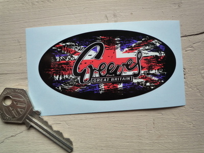 Greeves Union Jack Fade To Black Oval Sticker. 4".