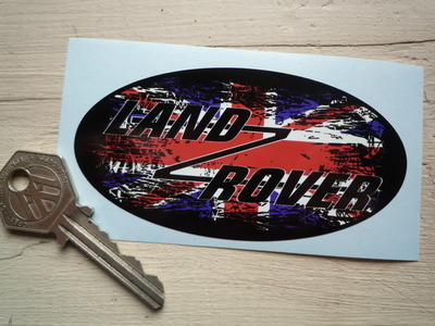 Land Rover Union Jack Fade To Black Oval Sticker. 4