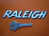 Raleigh Shaded Cut Text Stickers. 5" Pair.
