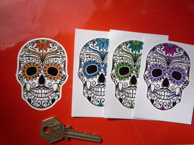 Day of the Dead Sugar Skull Stickers. 3" Pair.