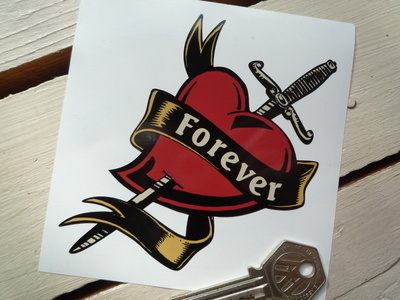 Forever Sash, Heart & Dagger Tattoo Style Sticker. 4