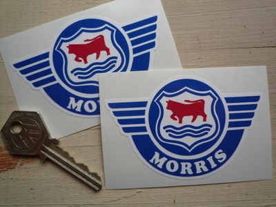 Morris 'Oxford' Style Shaped Stickers. 3.5" Pair.