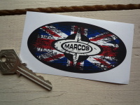 Marcos Union Jack Fade To Black Oval Sticker. 4".