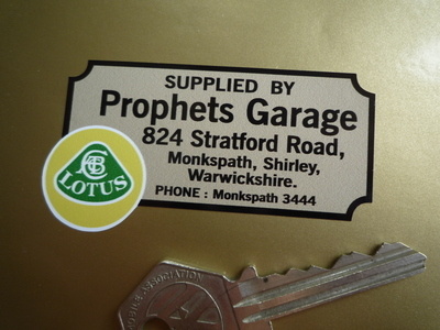 Lotus Prophets Garage Warwickshire Dealers Sticker. 2.75".
