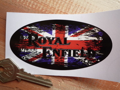 Royal Enfield Union Jack Fade To Black Oval Sticker. 4