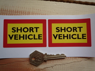 Short Vehicle Warning Stickers. 3