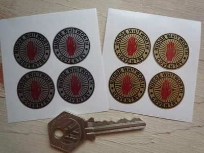 Rudge Whitworth Coventry Wire Wheel Stickers. Set of 4. 25mm.