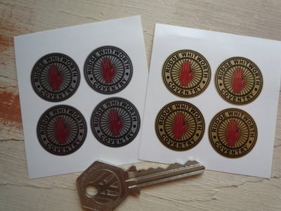 Rudge Whitworth Coventry Wire Wheel Double Line Stickers. Set of 4. 25mm.