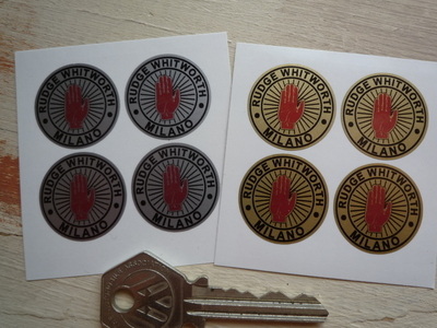 Rudge Whitworth Milano Wire Wheel Stickers. Set of 4. 25mm.