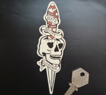 Death Before Dishonor Dagger & Skull Prison Tattoo Sticker. 5".