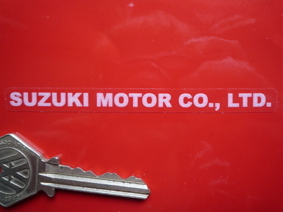 Suzuki Motor Co. Ltd. White & Clear Stickers. 3.75" Pair.