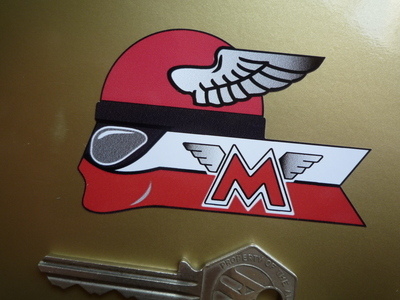 Matchless Winged Helmet Rider Stickers. 3" Handed Pair.