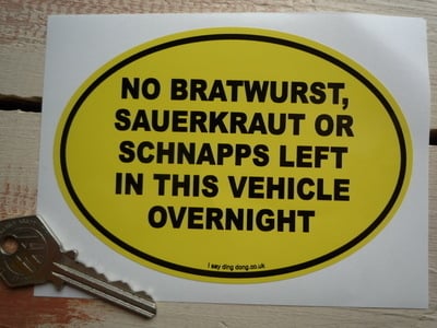 No Bratwurst Funny German Van/Car Sticker. 5