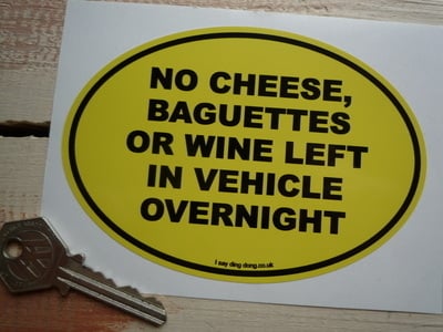 No Baguettes Funny French Van/Car Yellow Sticker. 5".
