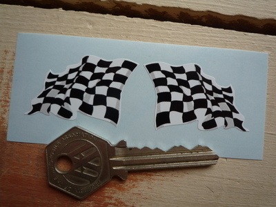 Chequered Flag Wavy Style Stickers. 1.5