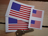 USA Stars & Stripes Oblong Flag Stickers. 1.5" or 3" Pair.
