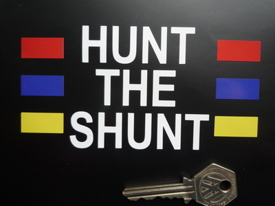 Hunt The Shunt James Hunt Helmet Sticker. 5".