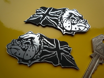 British Bulldog & Union Jack Self Adhesive Bike/Car Badges 3" Pair.
