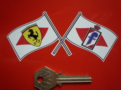Pininfarina & Ferrari Crossed Flag Sticker. 5