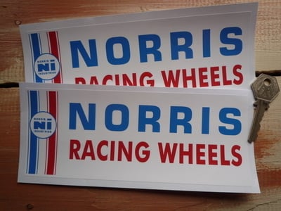 Norris Racing Wheels Oblong Stickers. 8" Pair.