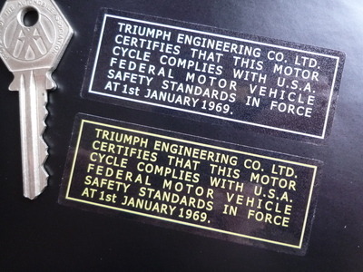 Triumph Engineering USA Safety Standards Gold or Silver on Clear Sticker. 3".