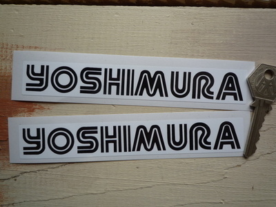 Yoshimura Black & White Text Stickers. 6" Pair.