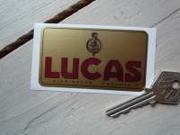Lucas Motorcycle Battery Sticker. Gold Lion & Torch. No.2.