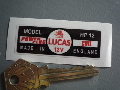 Lucas Power Plus Coil Sticker. HP12 12V. 7.