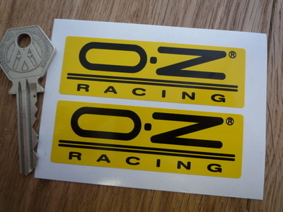 O.Z Racing Oblong Black on Yellow Stickers. 3