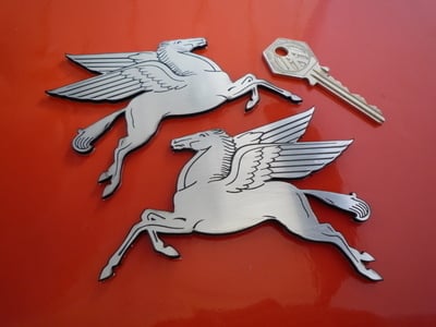 Mobil Pegasus Laser Cut Self Adhesive Car Badges - 2.25", 3.5", or 4" Pair