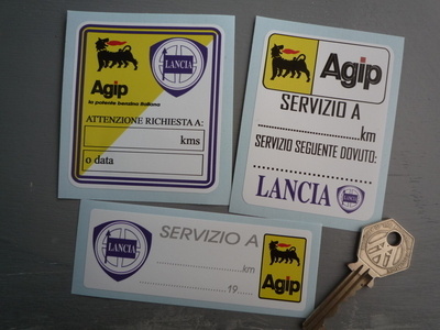 Lancia & Agip Service Stickers. Set of 3.