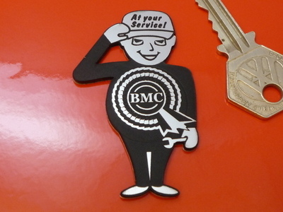 BMC Saluting Service Man Laser Cut Self Adhesive Car Badge. 2.5".