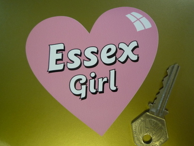 Essex Girl Heart Shaped Pink Sticker. 4".