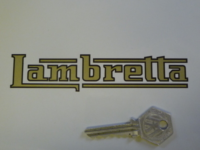 Lambretta Logo Cut Text with Black Outline Sticker. 5".