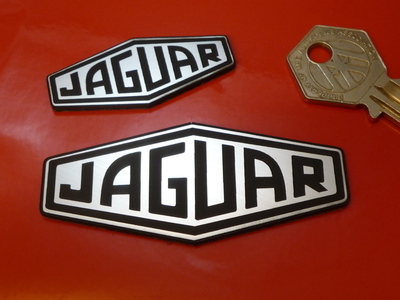 Jaguar Lozenge Logo Laser Cut Self Adhesive Car Badge. Black & Silver. 2", 3" or 4".