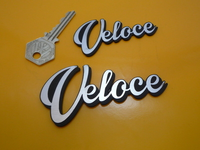 Veloce Script Style Laser Cut Self Adhesive Bike Badge. 3" or 4".