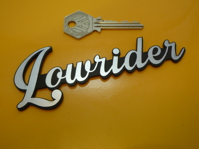 Lowrider Script Style Laser Cut Self Adhesive Car or Bike Badge. 5".